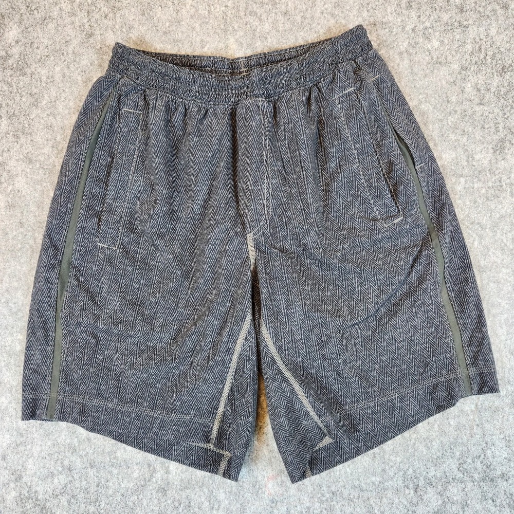 Lululemon Pace Breaker 8" Shorts Mens S‎ Black Grey Chevron Running Athletic Zip